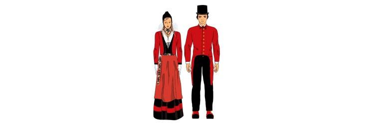 Illustrazione dei costumi del gruppo folkloristico Les Badochys